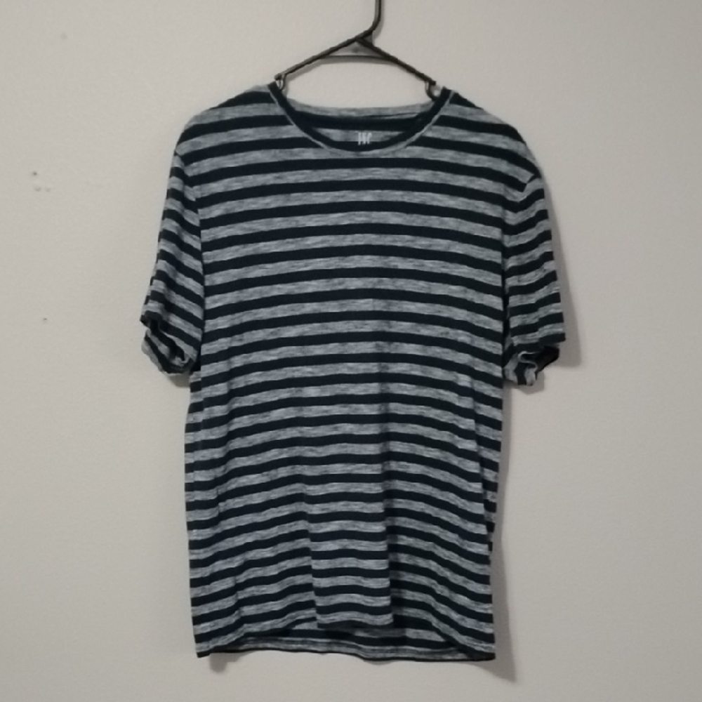 INC International Concepts Navy and Gray Striped Tee